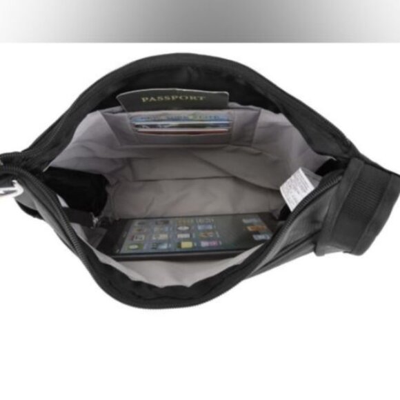 Travelon Grey Anti-Theft Classic Crossbody Bucket Bag - Picture 4 of 10